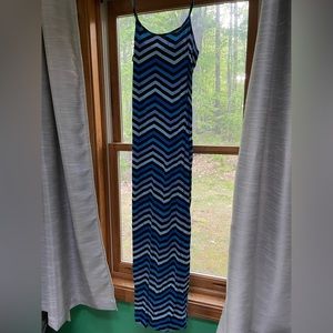 Blue, maxi dress with slit on one side